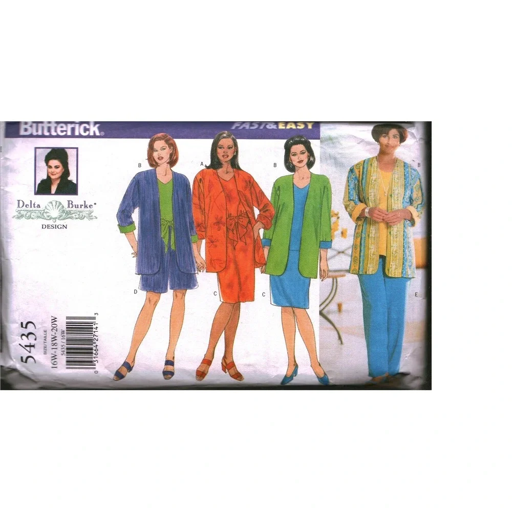 Butterick 5435 Delta Burke Sewing Pattern Plus Size 16W Jacket Skirt Pants